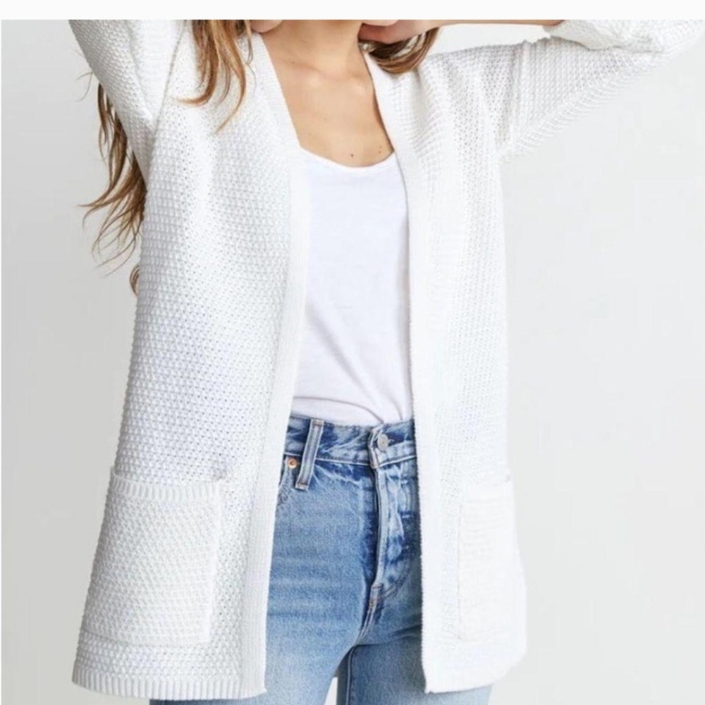 Marine Layer Catalina Cardigan White Open-Front Sweater - Picture 2 of 5